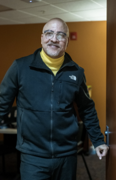 SAYING GOODBYE - Assistant Principal Gregory Bargeman poses in rfont of his office door